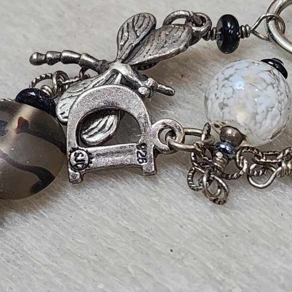 Sterling Silver D Charm Keychain w/ Dragonfly & Beads – SJC 925 - Picture 2 of 6